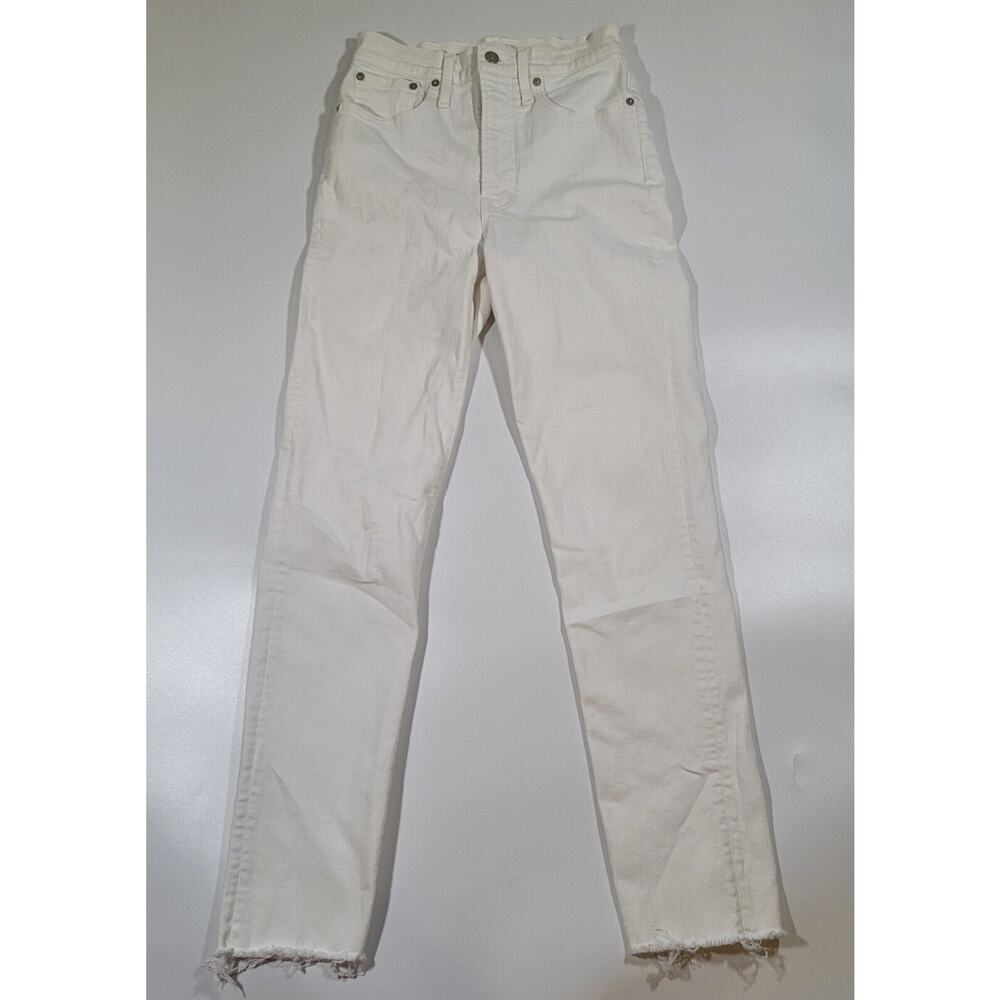 Madewell‎ The Perfect Vintage Crop Jean White High Rise Raw Hem Tall 25T